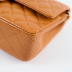 Chanel Medium Classic Flap Caramel Brown Caviar Light Gold HW