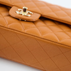 Chanel Medium Classic Flap Caramel Brown Caviar Light Gold HW