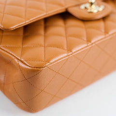 Chanel Medium Classic Flap Caramel Brown Caviar Light Gold HW