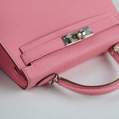 Hermes Mini Kelly Chevre Mysore Rose Confetti - Stamp Y