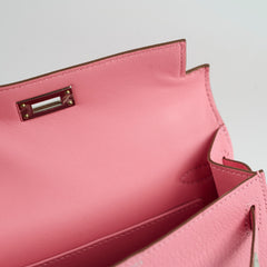 Hermes Mini Kelly Chevre Mysore Rose Confetti - Stamp Y