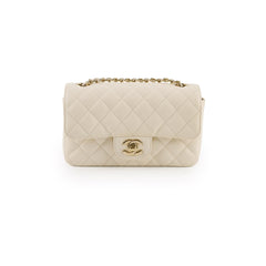 Chanel 17C Mini Rectangular Ivory Caviar Edge Stitching