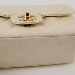 Chanel 17C Mini Rectangular Ivory Caviar Edge Stitching
