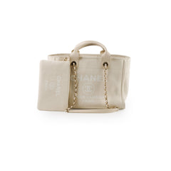 Chanel Small Deauville Shopping Tote Ivory Microchip