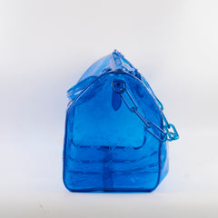 Louis Vuitton Virgil Abloh's 2019 Spring/Summer Clear Monogram Keepall 50 Bandoulier Blue
