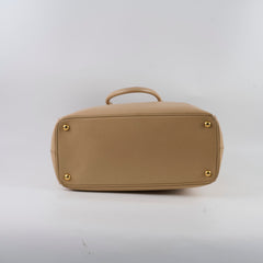 Prada Large Saffiano Double Zip Galleria Bag Beige
