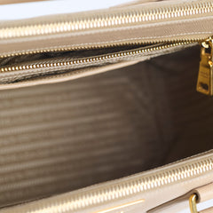 Prada Large Saffiano Double Zip Galleria Bag Beige