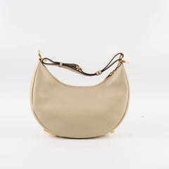 Fendi Fendigraphy Small Leather Hobo Beige