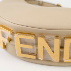 Fendi Fendigraphy Small Leather Hobo Beige