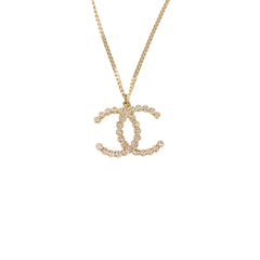 Chanel CC Long Rhinestone Gold Necklace Costume Jewellery