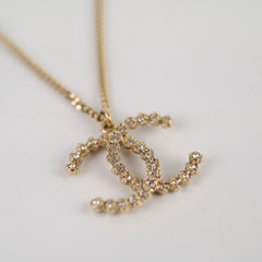 Chanel CC Long Rhinestone Gold Necklace Costume Jewellery