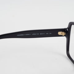 Chanel Square Acetate Black Glasses with Chanel Logo (non-prescription lenses)