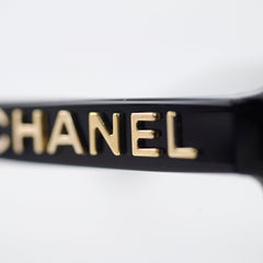Chanel Square Acetate Black Glasses with Chanel Logo (non-prescription lenses)
