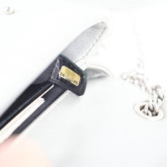 Chanel Silver Pearl Chevron Mini Flap