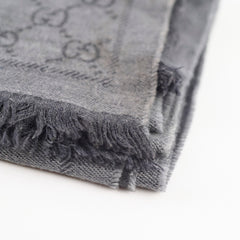 Gucci Grey Wool Scarf GG Monogram