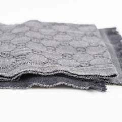 Gucci Grey Wool Scarf GG Monogram