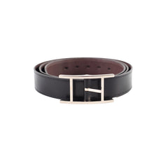 Hermes Mens Fil d'h Reversible Belt Black/Brown 110cm