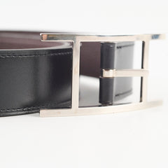 Hermes Mens Fil d'h Reversible Belt Black/Brown 110cm