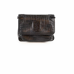 Saint Laurent Baby Niki Croc Embossed Black