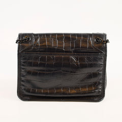 Saint Laurent Baby Niki Croc Embossed Black
