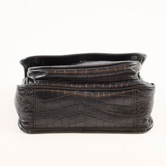Saint Laurent Baby Niki Croc Embossed Black