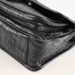 Saint Laurent Baby Niki Croc Embossed Black