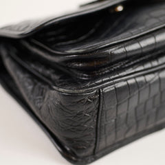 Saint Laurent Baby Niki Croc Embossed Black
