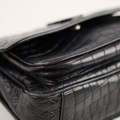 Saint Laurent Baby Niki Croc Embossed Black