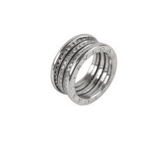 Bvlgari B.zero1 three band full diamond white gold Ring Sz 56