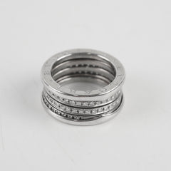 Bvlgari B.zero1 three band full diamond white gold Ring Sz 56