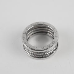 Bvlgari B.zero1 three band full diamond white gold Ring Sz 56