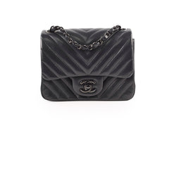 Chanel Mini Square Flap Chevron Black