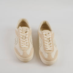 Gucci G75 Suede/Mesh Sneakers Beige Size 37.5