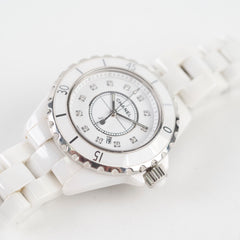 Chanel J12 Diamond Quartz Watch White 33mm