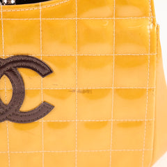 Chanel Kiss Vintage Patent Mustard Yellow / Brown Tote (6 Series)