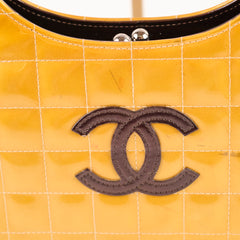 Chanel Kiss Vintage Patent Mustard Yellow / Brown Tote (6 Series)