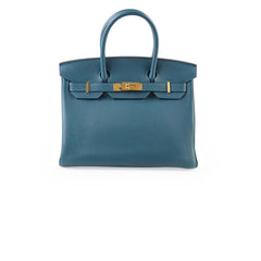 Hermes Birkin GHW 30 Blue Colvert X Stamp