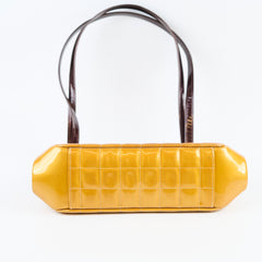 Chanel Kiss Vintage Patent Mustard Yellow / Brown Tote (6 Series)