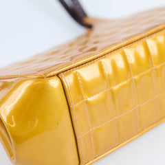 Chanel Kiss Vintage Patent Mustard Yellow / Brown Tote (6 Series)