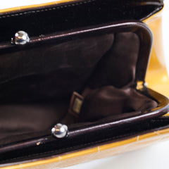 Chanel Kiss Vintage Patent Mustard Yellow / Brown Tote (6 Series)