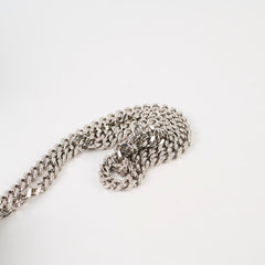 Saint Laurent Croc Embossed Wallet on Chain Black