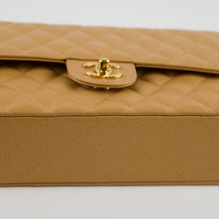 Chanel Medium Classic Flap Dark Beige Caviar 24k Gold - 10 Series (2005)