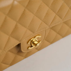 Chanel Medium Classic Flap Dark Beige Caviar 24k Gold - 10 Series (2005)