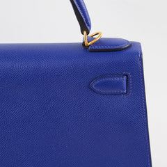 Hermes Kelly 28 Epsom Bi Colour Bleu Electrique - A Stamp