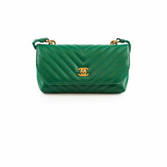 Chanel Green Chevron Mini Flap 26 Series