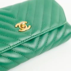 Chanel Green Chevron Mini Flap 26 Series