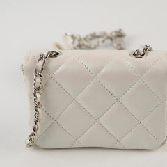 Chanel Bow Strap Micro Belt Bag on Chain Iridescent Pearl