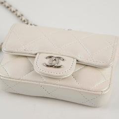 Chanel Bow Strap Micro Belt Bag on Chain Iridescent Pearl