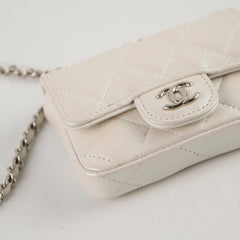 Chanel Bow Strap Micro Belt Bag on Chain Iridescent Pearl