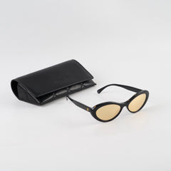 Chanel Oval Acetate Cat Eye Sunglasses Black